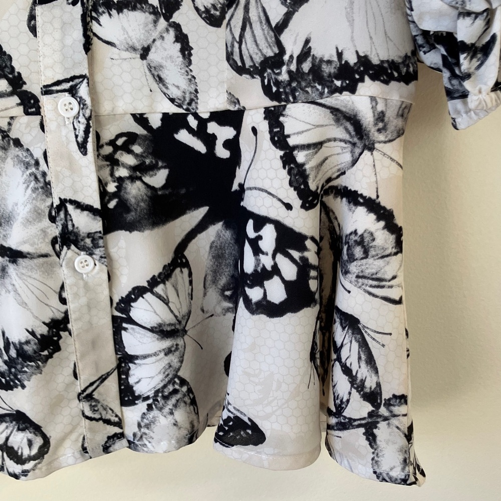 Gracia Butterfly Print Blouse Sz S - Picture 5 of 8